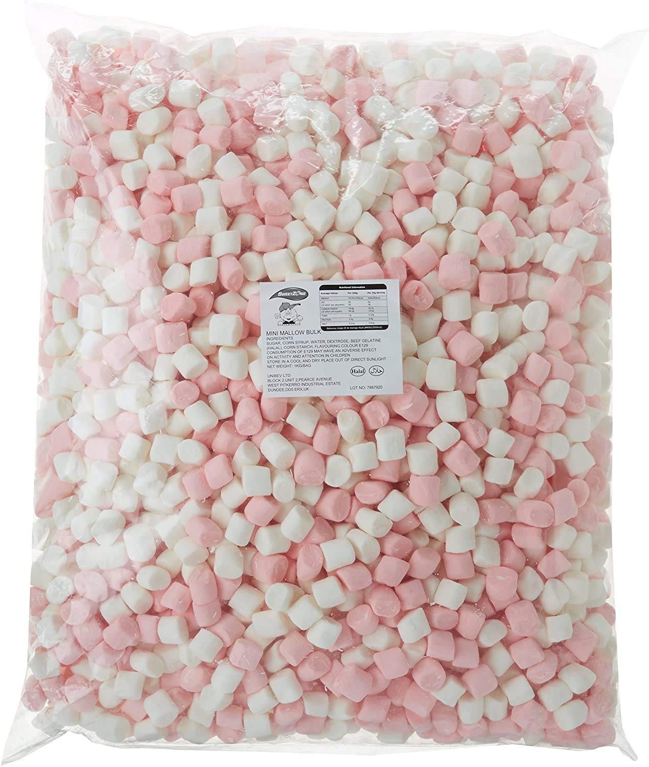 1Kg Mini Pink & White Marshmallows