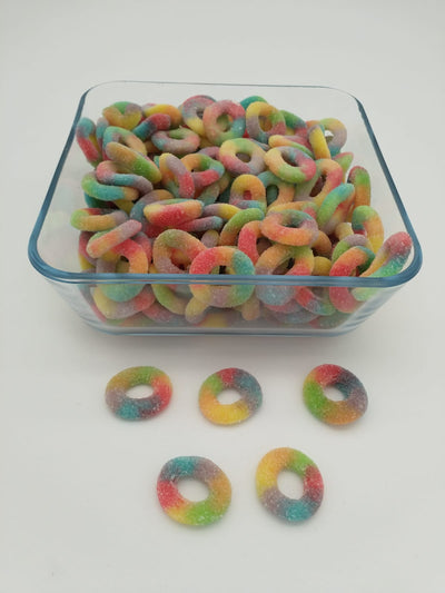 Multi coloured fizzy rings
